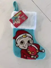 NWT Cocomelon JJ Mini Christmas Stocking 9" x 5" Blue White Fuzzy