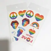 2 LGBTQ+ Temporary Tattoos MARDI GRAS Pride Love Proud Heart Rainbow