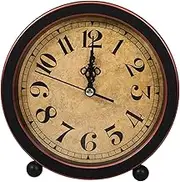 MAGICLULU Vintage Analog Alarm Clock: Small Silent Desk Table Clock for Table Bedroom Bedside Living Room Room Decor Black (no Battery)