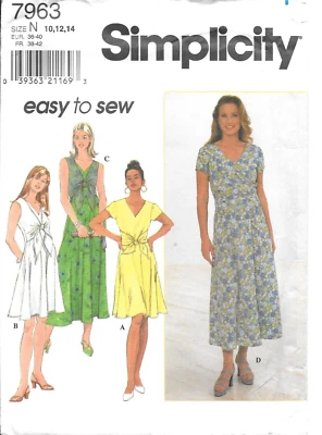 Uncut Simplicity Sewing Pattern 7963 Petite Pullover Flared Dress Size: 10-12-14
