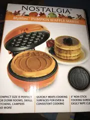 Nostalgia My Mini Pumpkin Waffle Maker ~Compact Size Fall Halloween Dorm Camp
