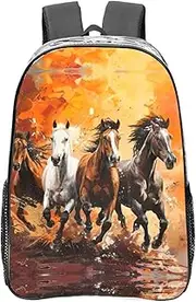 [DRTGEDS] Horses Running Art Clear Backpack,High Capacity Clear Bag For Travel,Work,Festival, Concerts Women Men Unisex