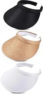[Syhood] 3 Pieces Sun Visor Hats Summer Wide Brim Clip on Beach Adjustable Large Brim Cap Golf Hat for Women