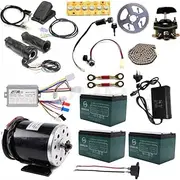 [YC Yier] 36V 500W Brushed Complete Electric Motor Kit Controller Battery 25H Chain Sprocket DIY Kit for Electric Bicycle E-Bike Scooter Go Kart ATV Quad Buggy Drift Trike Mini Bike Razor Dirt Pit Bike