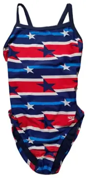 SPEEDO Women Size 30 RAD WHITE & BLUE USA Prolt Flyback One Piece Swimsuit NEW