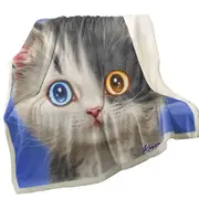 Black and White Beautiful Kitten Cat Throw Blanket