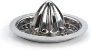 RSVP International Endurance® (JUC-PYX) Manual Hand Citrus Juicer Squeezer, Stainless Steel, 4.75 Inch Dia. | Use w/Pyrex Cups, Bowls | for Oranges, Grapefruits, Lemons | Dishwasher Safe,Silver