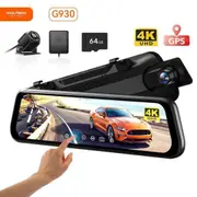 Dash Cam Front and Rear for Car WOLFBOX G930 4K 10" Rear View Mirror Camera