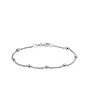 Italian Silver Wheat & Beads Bracelet
