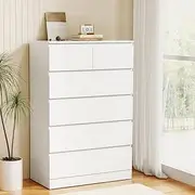 [Artiss] 6 Chest of Drawers Dresser Tallboy Storage Cabinet Bedroom White Pepe
