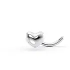 14K White Gold Curved Screw Nose Ring With Heart Shape Cubic Zirconia - 20 Gauge