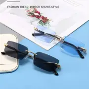 Rimless Sunglasses Rectangle Fashion Popular Women Men Shades Small Square UV_$d