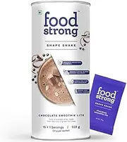 Foodstrong Shape Shake | Chocolate Smoothie Lite | Natural Weightloss Protein for Women with Turmeric & Green Coffee |No Antibiotics,No Preservatives,Zero Sugar |Grass-fed whey|16 sachets|528g