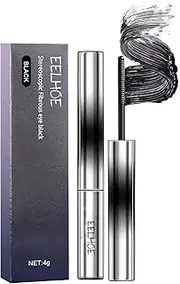 Curling Mascara for Long and Thick Eyelashes Stereoscopic Fibrous Eye Black Metal Mascara Wand Smudge Proof Lightweight Eye Makeup (Black)