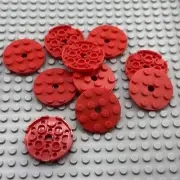 LEGO Plate Round - Red - 4 x 4 with Hole - QTY x10