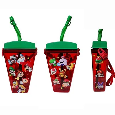 Super Mario Bros Red Plastic Portable Water Bottle 16oz Kids