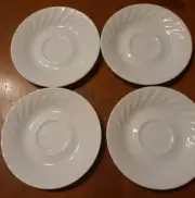 NEW Corelle Enhancements Solid White Swirl 4 SAUCERS