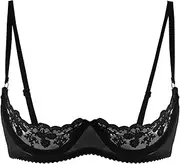 [GRRKDFQ] Women's Erotic Costumes Lace Half Cup Bra Open Bra