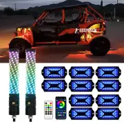 For Honda Talon 1000 R Pair 1FT RGB Led Whip Lights + RGB Rock Underbody Lights