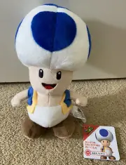 GENUINE Super Mario Bros Blue Toad Stuffed Plush 8" All Star Little Buddy 1588