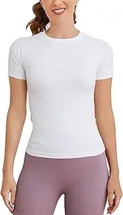 [MathCat] Short Sleeve Workout Tops for Women, Seamless Workout Shirts for Women, Yoga Athletic Shirts Soft Gym Tops
