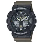 CASIO卡西歐 G-SHOCK 時尚雙色三眼雙顯男錶 黑X棕 GA-100TU-1A3/51/2MM