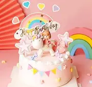 JeVenis Magical Unicorn Cake Decoration - Rainbow Topper for Girls' Birthday Party Favors