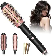 3-in-1 Heated Round Brush, 30/38/45Mm Hot Comb Hair Wrap Curler, 110-190°C Temperature Control, Wavy Talk Thermal Brush with 3 Replacement Brushes Round Brush, Hot Brushes for Hair Styling