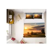 3D Sunshine Grassland 70 Bed Pillowcases Quilt King Size