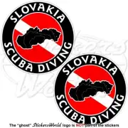 SLOVAKIA SCUBA DIVING Flag-Slovakian Map Shape Circular Stickers, Decals 75mm x2
