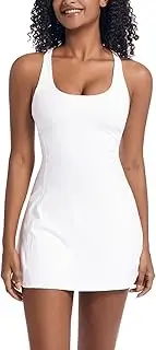 [Generic] Tennis Dress for Women Workout Dress with Built-in Bra & Shorts Pockets Athletic Dress for Exercise Golf Dresses