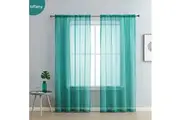 Pair of Tiffany Sheer Curtain 140x213cm Rod Pocket Voile Curtains ( tiffany color)
