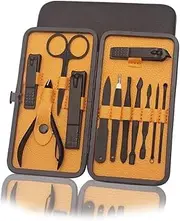 COFIEX 12-in-1 Stainless Steel Manicure Set - Professional Nail Clippers, Scissors, Blackhead Remover, Grooming Kit with Luxurious Leather Travel Case, Manicure & Pedicure Tools for Women"
