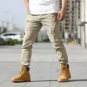 Men's Cargo Pants Cargo Trousers Tactical Pants Elastic Waist Multi Pocket Elastic Cuff Plain Wearable Casual Daily Holiday Sports Fashion Black Army Green