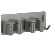 Stainless Steel Dual Mop Clip Holder Hanging Hook Broom Wall Mount Bracket Ba...