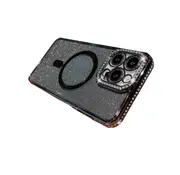 Magnetic Case for iPhone 14, Glitter Sparkle Bling Cover - Black