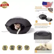 Heated Cat Bed Cave with Peek Window - Cozy Indoor Pod for Cats & Small Dogs