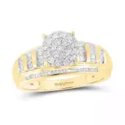 10k Yellow Gold Round Diamond Cluster Bridal Wedding Engagement Ring Band 1/2 Ct