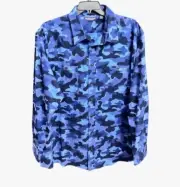 Roundtree Yorke 2XT Flannel Shirt Handsome Blue Camo Pockets Popular Soft Sturdy