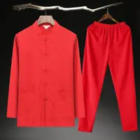 在飛比找ETMall東森購物網優惠-秋季薄款紅色演出漢服男士唐裝