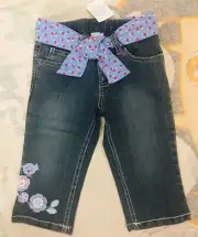 BNWT Pumpkin Patch Sz 4 Stretch Capris With contrasting Fabric Belt