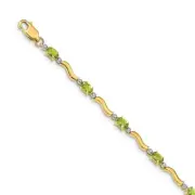 14k 14kt Yellow Gold Completed Fancy Diamond/Peridot Bracelet 3.5mm 7 inch