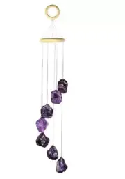 Amethyst Wind Chime Raw Crystal Stone Windchime Garden Patio Wall Hanging