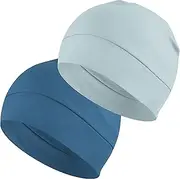 [EINSKEY] Skull Cap for Men & Women, 2 Pack Lightweight Running Cap Cotton Bike Hat Helmet Liner Thin Knit Hat Sleep Cap Breathable Cancer Chemo Headwear