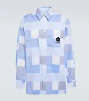 [Kenzo] Kenzo Patchwork oversized cotton shirt UK 15,5 blue