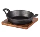 Davis & Waddell Cast Iron Round Skillet with Acacia Trivet