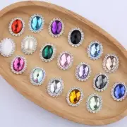 Oval Flatback Rhinestone Plated Buttons Wedding Garment Decor Craft Button 10pcs