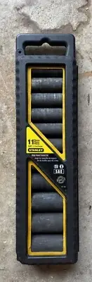 Stanley 11-Piece 1/2" Drive 6-Point Deep Impact SAE Socket Set In Case