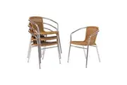 Bolero Natural Wicker Chair with Aluminium Frame (Pack 4) - Cafe Chairs (U422) - U422