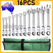 16x 6-22MM Flex Head Ratchet Spanner Metric Combination Spanner Set Cr-V 72Teeth